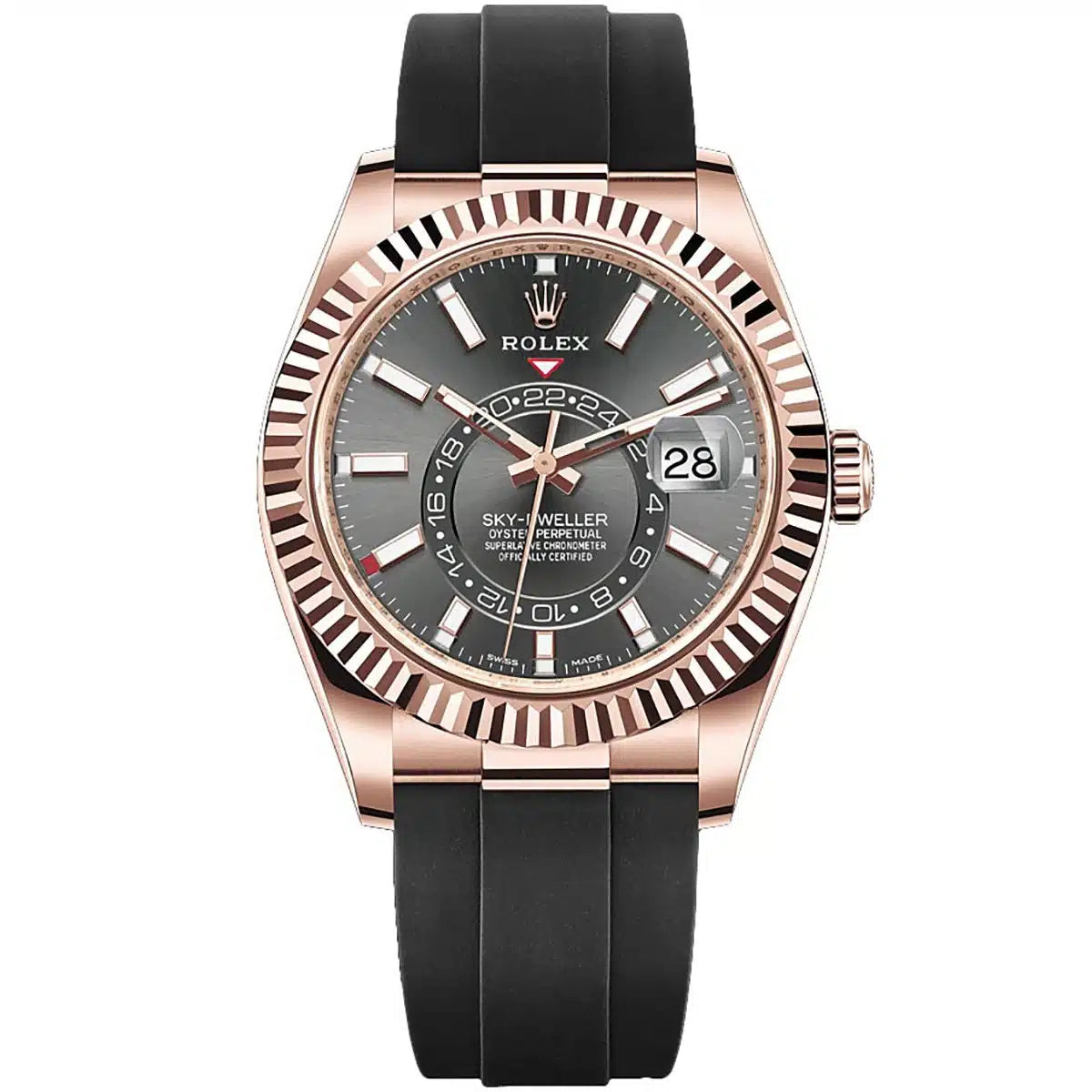 ロレックスリング23号 Rolex - Unworn Rose Gold Sky-Dweller Rhodium Dial Oysterflex