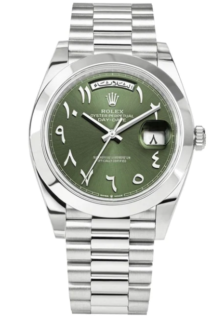 day date platinum green dial