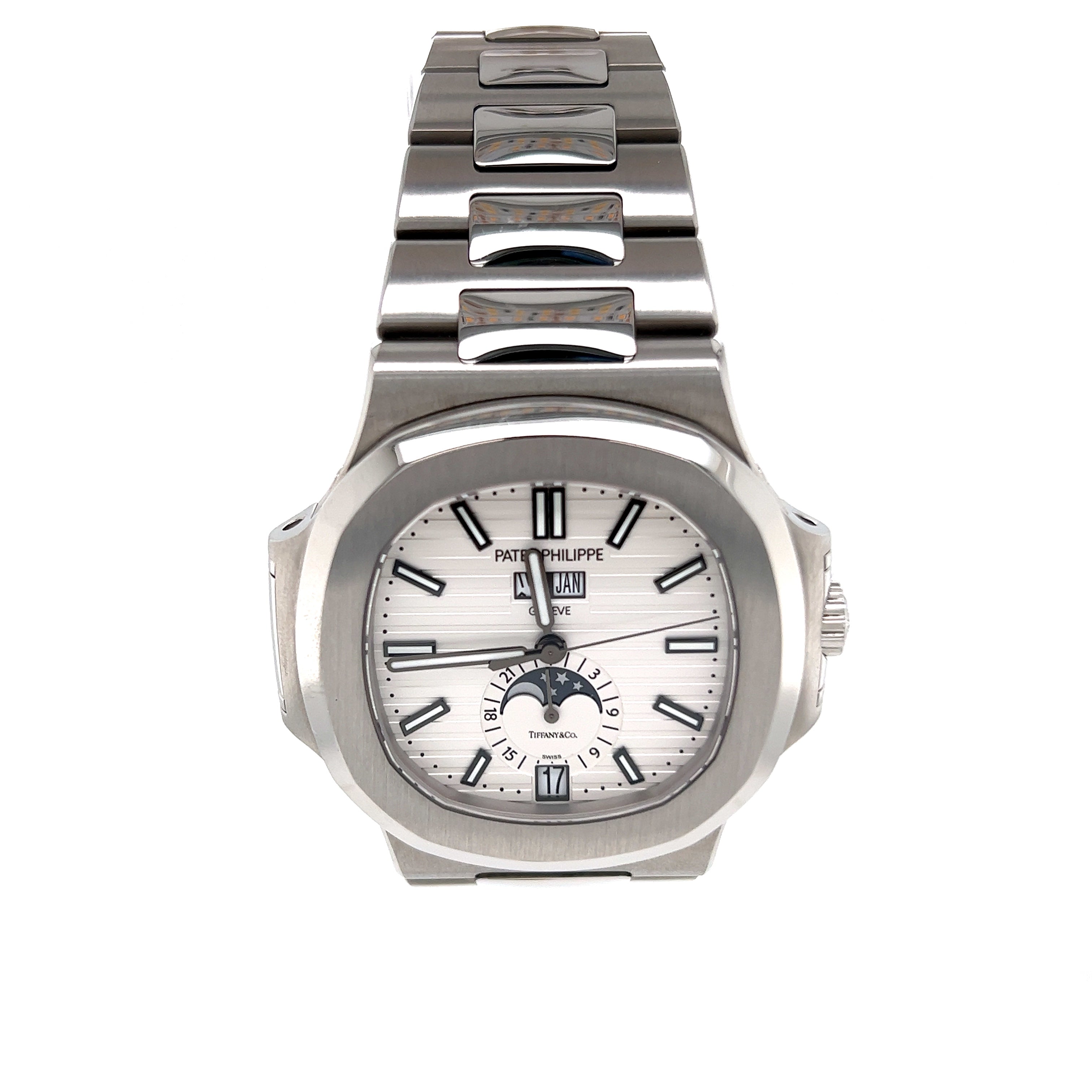 Patek Philippe - Pre-owned Nautilus Tiffany & Co Stamped White Dial 57 –  David and Sons Timepieces
