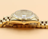 Rolex - Pre-owned Yellow Gold Day-Date 36 Double Quick Set Honeycomb Skeleton Diamond Dial 18238