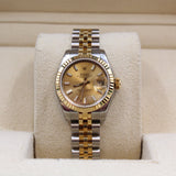 Rolex - Unworn Two Tone Yellow Gold Datejust 26 Champagne Index Dial 179173 NOS FULL STICKERS