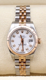 Rolex - Pre-owned Two Tone Rose Gold Datejust 26mm White Diamond Dial Jubilee 179171