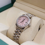 Rolex - Unworn White Gold Lady-Datejust 28mm Pink Opal Diamond Star Dial Diamond Bezel 279139RBR