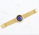 Audemars Piguet - Pre-owned Yellow Gold 34mm Lapis & Onyx Diamond Dial 14743
