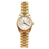 Rolex - Unworn Yellow Gold Datejust 31 Silver Diamond Dial Presidential Bracelet 278278