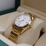 Rolex - Unworn Yellow Gold Oyster Perpetual 34 White Lacquer Stone Dial 124208