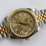 Rolex - Pre-owned Two Tone Yellow Gold Datejust 41 Champagne Index Dial 126333