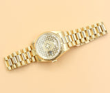 Rolex - Pre-owned Yellow Gold Day-Date 36 Double Quick Set Honeycomb Skeleton Diamond Dial 18238