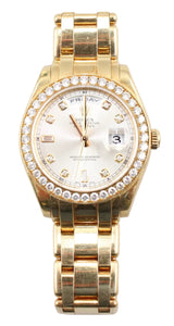 Rolex - Pre-owned Yellow Gold Day-Date Masterpiece Silver Diamond Dial Diamond Bezel 18948