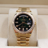 Rolex - Unworn Yellow Gold Day-Date 36 Green Ombré Diamond Dial 128398TBR