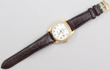 Rolex - Pre-owned Yellow Gold Day-Date 36 Single Quickset White Roman Dial Leather Strap 18038