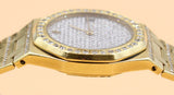 Audemars Piguet - Pre-owned Yellow Gold Royal Oak 35mm Diamond Pave Dial Diamond Bezel Diamond Bracelet