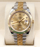 Rolex - Pre-owned Two Tone Yellow Gold Datejust 41 Champagne Diamond Dial Jubilee Bracelet 126333
