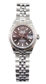Rolex - Pre-owned Stainless Steel Lady-Datejust 28mm Dark Grey Index Dial Jubilee Bracelet 279174