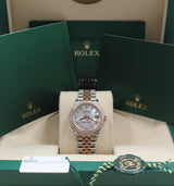 Rolex - Unworn Two Tone Rose Gold Datejust 31 Mother of Pearl Diamond Dial Diamond Bezel 278381RBR