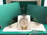 Rolex - Pre-owned Two Tone Yellow Gold Datejust 36 Champagne Motif Dial Oyster Bracelet 126233