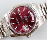Rolex - Pre-owned White Gold Day-Date 36 HEBREW Day Wheel Cherry Dial 118239