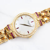Patek Philippe - Pre-owned Yellow Gold Calatrava Mother of Pearl Diamond & Ruby Dial 3964-12