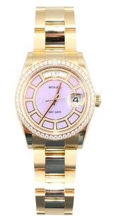 Rolex - Pre-owned Yellow Gold Day-Date 36 HEBREW Day Wheel Lavendar Jade Carousel Dial Diamond Bezel  Dial 118348
