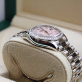 Rolex - Unworn White Gold Lady-Datejust 28mm Pink Opal Diamond Star Dial Diamond Bezel 279139RBR