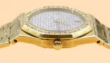 Audemars Piguet - Pre-owned Yellow Gold Royal Oak 35mm Diamond Pave Dial Diamond Bezel Diamond Bracelet