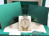 Rolex - Pre-owned Two Tone Yellow Gold Datejust 36 Palm Champagne Index Dial Oyster Bracelet 126233