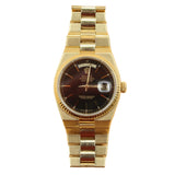 Rolex - Pre-owned Yellow Gold Day-Date Oysterquartz Black Dial 19018