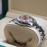 Rolex - Pre-owned Stainless Steel Lady-Datejust 26mm Pink Roman Dial Jubilee Bracelet 179174