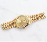 Rolex - Pre-owned Yellow Gold Day-Date 36 Single Quickset Champagne Diamond Dial 18038