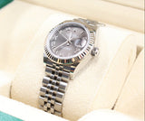 Rolex - Pre-owned Stainless Steel Lady-Datejust 28mm Dark Grey Roman Dial Jubilee Bracelet 279174