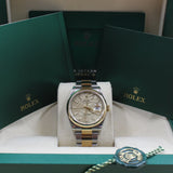 Rolex - Pre-owned Two Tone Yellow Gold Datejust 36 Champagne Palm Motif Dial Oyster Bracelet 126203
