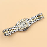Cartier - Pre-owned Two Tone Yellow Gold Panthère Small 22mm White Dial W25029B5