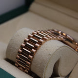 Rolex - Unworn Rose Gold Day-Date 36 Silver Baguette Diamond Dial Diamond Bezel 128395TBR