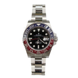 Rolex - Pre-owned Stainless Steel GMT-Master II Pepsi 40mm Black Dial 126710BLRO