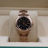 Rolex - Unworn Rose Gold Oyster Perpetual 28 Black Lacquer Stone Dial 276205