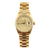 Rolex - Pre-owned Yellow Gold Day-Date 36 Single Quickset Champagne Diamond Dial 18038