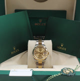 Rolex - Unworn Two Tone Yellow Gold Datejust 31 Champagne Index Dial Oyster Bracelet 278273
