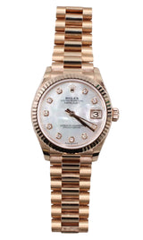 Rolex - Pre-owned Rose Gold Datejust 31 Mother of Pearl Diamond Dial Presidential Bracelet 278275
