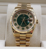 Rolex - Pre-owned Yellow Gold Day-Date 36 Green Diamond Dial 118238