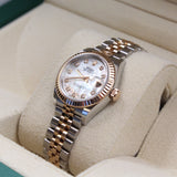 Rolex - Pre-owned Two Tone Rose Gold Lady-Datejust 28mm Mother of Pearl Diamond Dial 279171