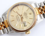 Rolex - Pre-owned Two Tone Yellow Gold Datejust 36 Champagne Dial Tiffany & Co Stamped Jubilee Bracelet 16013