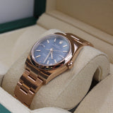 Rolex - Unworn Rose Gold Oyster Perpetual 34 Blue Lacquer Stone Dial 124205