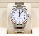 Rolex - Unworn Datejust 36 White Roman Dial Oyster Bracelet 126200