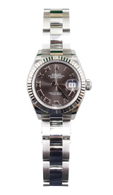 Rolex - Pre-owned Stainless Steel Lady-Datejust 28mm Dark Grey Roman Dial Oyster Bracelet 279174