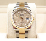 Rolex - Pre-owned Two Tone Yellow Gold Datejust 36 Champagne Motif Dial Oyster Bracelet 126233