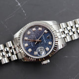 Rolex - Pre-owned Stainless Steel Lady-Datejust 26mm Blue Diamond Rolex Motif Dial 179174