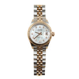 Rolex - Pre-owned Two Tone Rose Gold Lady-Datejust 28mm Mother of Pearl Diamond Dial 279171