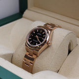 Rolex - Unworn Rose Gold Oyster Perpetual 28 Black Lacquer Stone Dial 276205