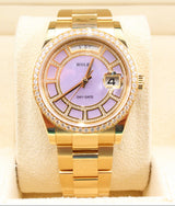 Rolex - Pre-owned Yellow Gold Day-Date 36 HEBREW Day Wheel Lavendar Jade Carousel Dial Diamond Bezel  Dial 118348