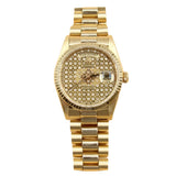 Rolex - Pre-owned Yellow Gold Day-Date 36 Double Quick Set Honeycomb Skeleton Diamond Dial 18238